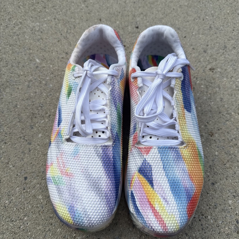 Nobull Pride Rainbow Women's Size 7.5 White Pink Running Training Shoes Sneakers